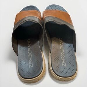 Cole Haan ZeroGrand Men’s Leather Two Tone Slide Sandals Size 11 Good Condition
